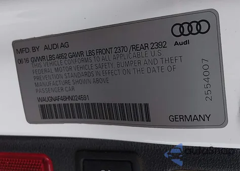 2017 Audi A4 2.0T Premium from USA, damaged, VIN WAUGNAF48HN024591